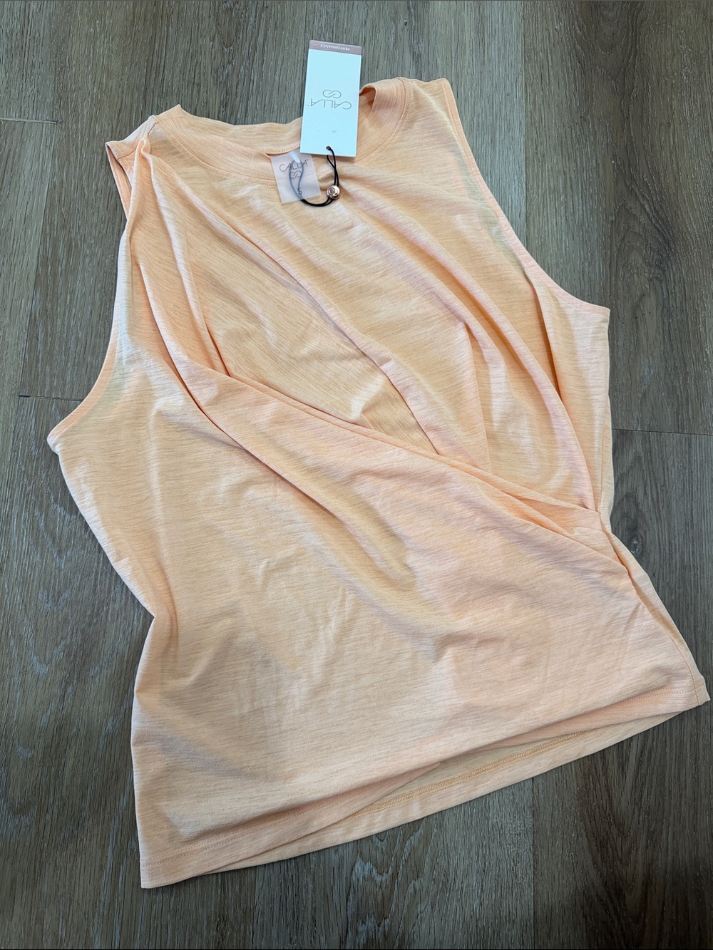 CALIA by Carrie Underwood Peach Sleeveless Draped Tank Top